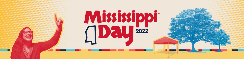 Mississippi Day 2022, colorful display interpretation graphics of the grove